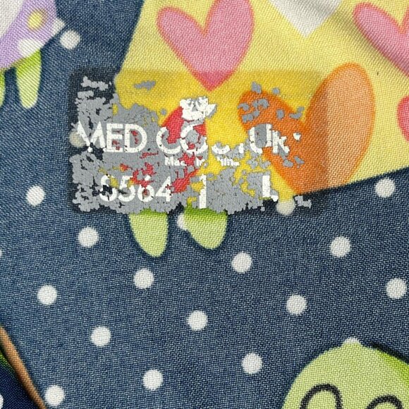 Med Couture Navy Turtle Print Scrub Top Large - Picture 4 of 5